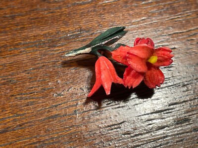 Broche Ancienne Fleur Peinte à La Main - Bijou Vintage - Sans Marque