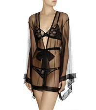 AGENT PROVOCATEUR DI-DI BEADED KIMONO BLACK BNWT SIZE MED/LRG BNWT RRP £395