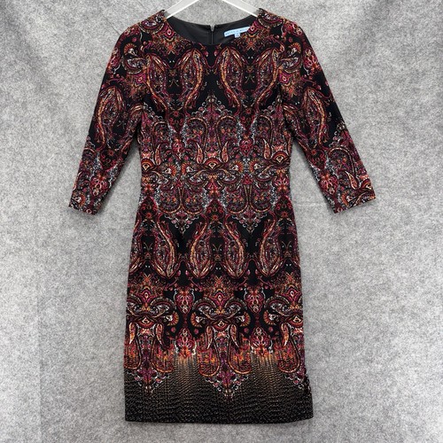 Antonio Melani Womens 3/4 Sleeve Dress Size 4 Paisley Whimsigoth Corporate Dark - Picture 4 of 12