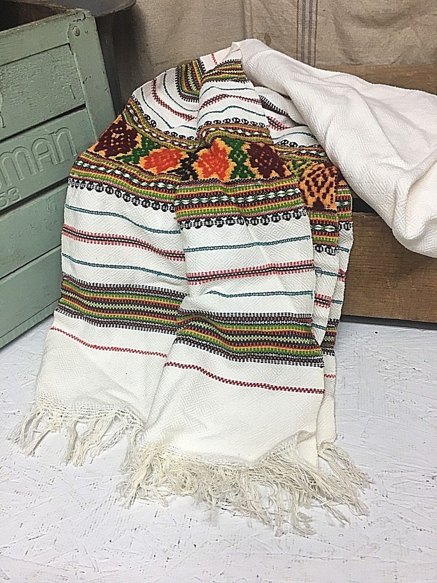 dresser runner boho Tapestry Table Scarf Tribal Aztec Hippie Fringe Stripes 70