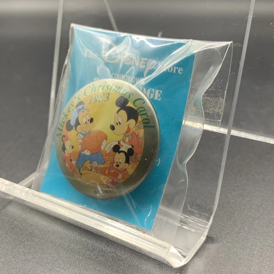 Rare Disney Mickey Mouse Christmas Carol Vintage 1983 Button Badge Pin Japan - Image 3 of 4