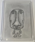 ACEO, Original Art, Abstract, Alien, Nose, Drawing, Framed, Signed by NR — photo 1