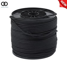 1/4 Inch Black Polyester Cord - 500 Foot Spool Industrial Solid Nylon Braid Rope