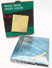 Vintage Brass and Silver 4x5 Metal Cover Photo Album Holds 80 Photos NEW