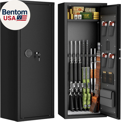 12-15 Gun Safe for Rifles & 4 Pistols, Digital Keypad Home Safe, Storage Shelves
