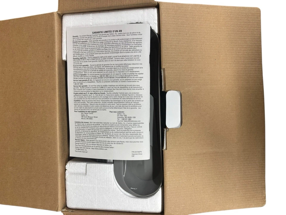 Parrilla George Foreman GR19BW SP3 nueva en caja tamaño familiar - con calentador de bollos - plateada Foto 3 de 4