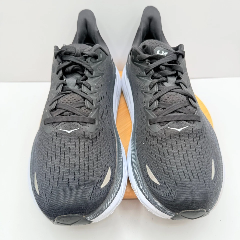 Zapatos para correr Hoka Clifton 8 para hombre negros blancos ligeros cómodos talla 9,5D Foto 3 de 4
