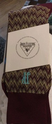 John Fluevog Size Medium Gus Burgundy Zigzag Dress Socks Vog Socks 