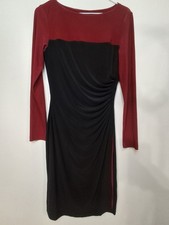 CHAPS Woman Red Black 3/4 Sleeve Dress Size S Pre-owned Excellent