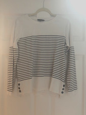 Brooks Brothers Pullover White Black Stripe Supima Cotton Nautical Sweater M