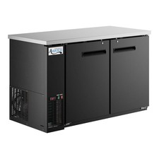 59" Black Counter Height Solid Door Back Bar Refrigerator with LED Lighting