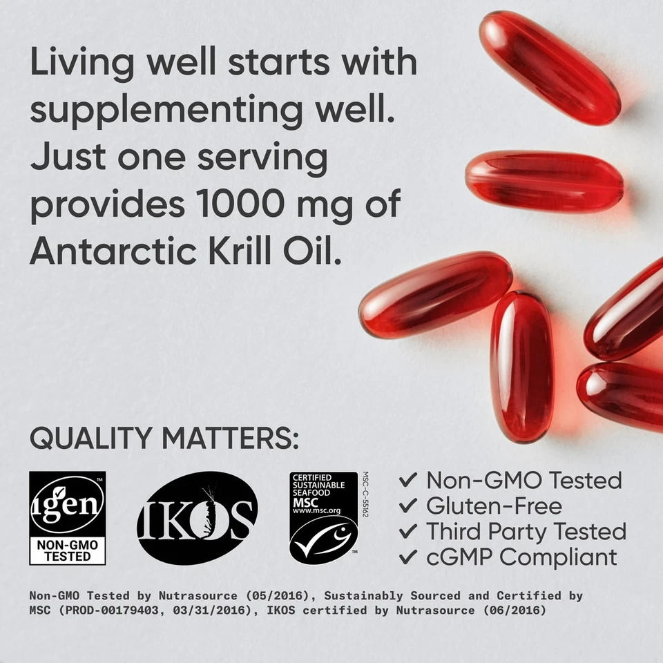 Aceite de Krill Antártico Omega 3 1000mg con Fosfolípidos, Colina y Astaxantina Foto 4 de 4