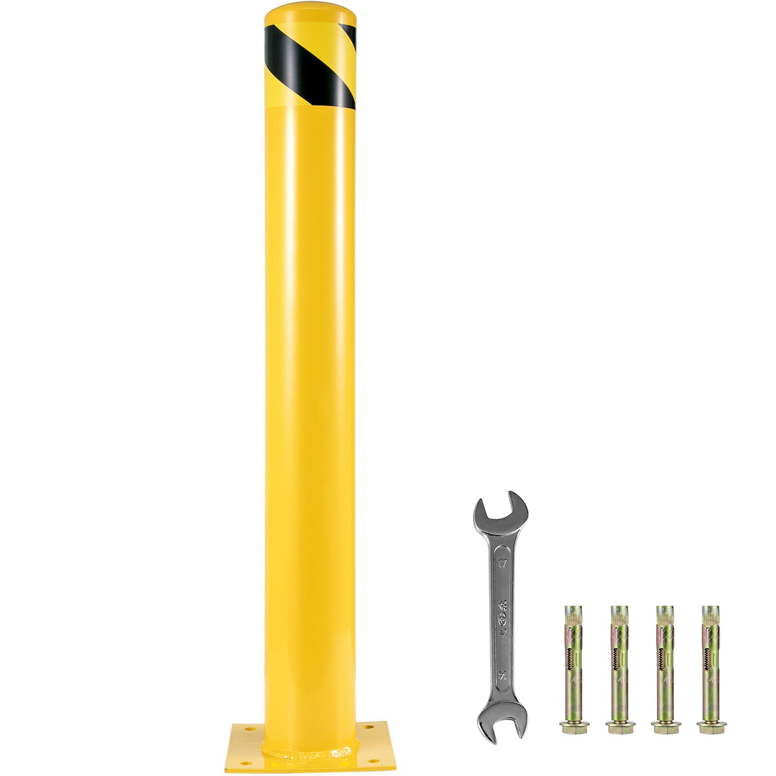 Poteau de borne en acier de 122 cm barrière jaune antichoc pour zone industrielle