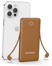 10000mAh Slim Portable Charger with Built in Cable, Power Bank Travel Charger