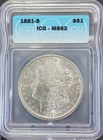 1881 S Morgan Silver Dollar ICG MS-62 Old Holder