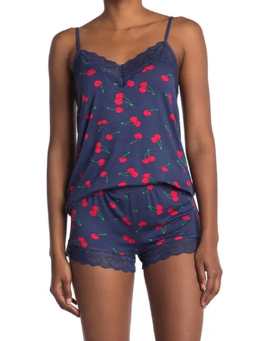 Victorian Trading RED Bing Cherry on Blue Cami & Shorts Pajama 3X