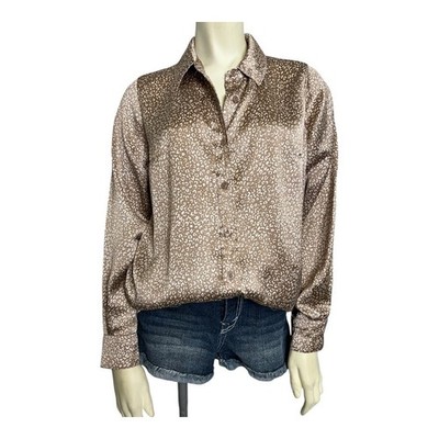 Japna Satin Blouse Shirt Top Career Button Down Business Casual XS 