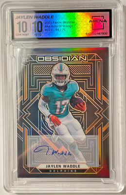 Jaylen Waddle - 2021 Panini Obsidian EEtch Orange Auto /75 - Arena Club 10/10