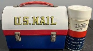 1969 Aladdin U.S. Mail Metal Lunchbox & Thermos
