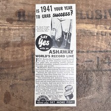 1941 Ashway Fishing Lines Record Tuna Vintage Print Ad Rhode Island
