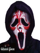 Ghost Face Killer Scream Bleeding Mask with Shroud for Halloween Costume Adult