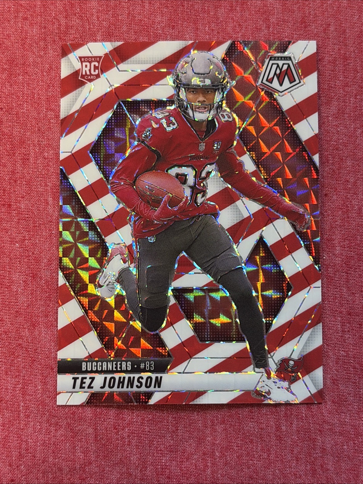 2025 Panini Mosaic - Rookies Tez Johnson #316 Red & White Stripe Prizm (RC)