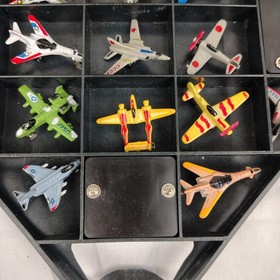 1989 Micro Machines Black Grey Stealth Bomber Carring Case w/ 19 Aircraft Toys