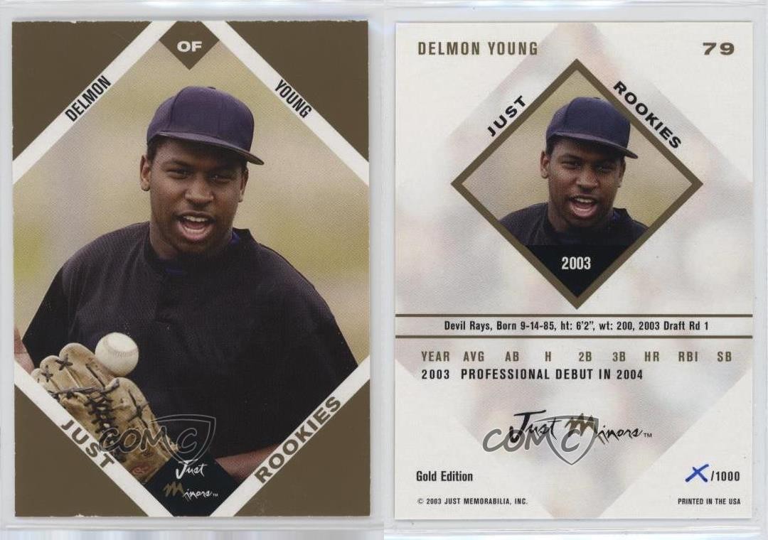 2003 Just Minors Just Rookies Gold /1000 Delmon Young #79 Auto RC 0q3