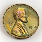 1964 Mint Set Break Lincoln Cent Rainbow Toned 🔥 Eye Appeal Penny