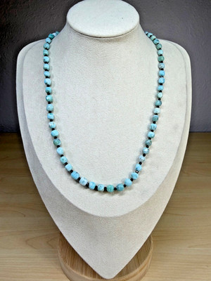 Jay King Minenfund Sterlingsilber Larimar schwarzer Spinell Perlen Adj Halskette 21''