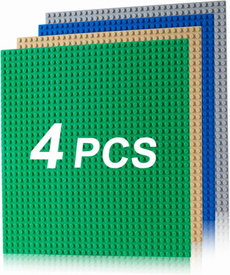 4 Pack Classic Baseplates, Building Plates for Building Bricks, Compatible with