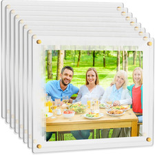 Acrylic Floating Frames 8x10 - 8 Pcs Wall Mount Clear Photo Display Set