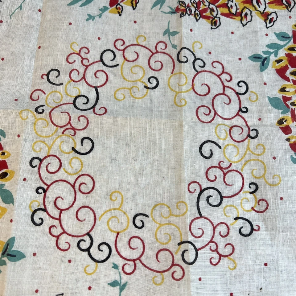 "Pañuelo floral Art Deco vintage para mujer pañuelo años 50 13"" punto de remolinos caprichosos" Foto 2 de 4