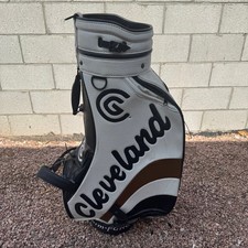 Cleveland Classic Staff Golf Bag White Black Faux Leather 6 Divider w/ Cover