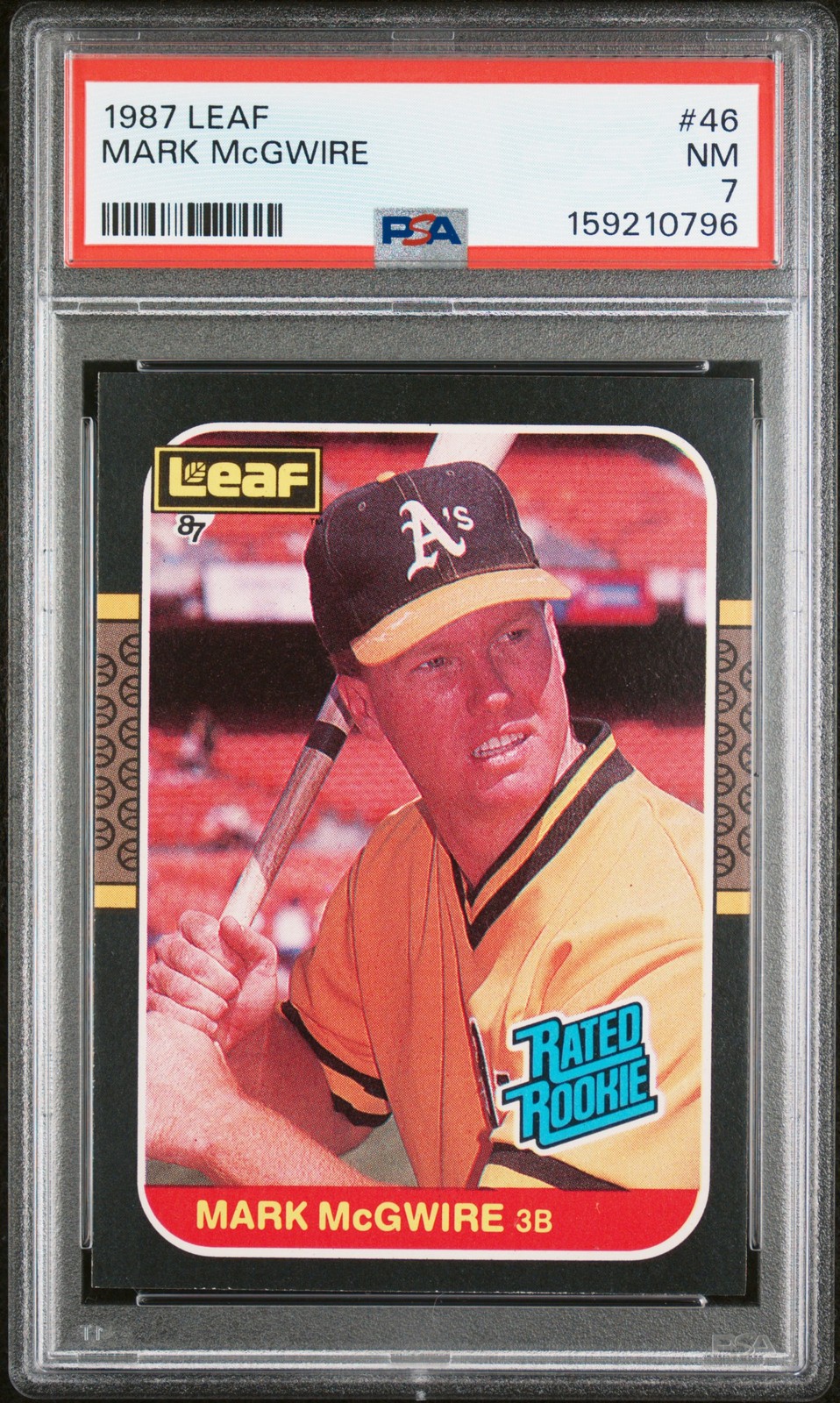 1987 LEAF #46 MARK MCGWIRE ROOKIE RC PSA 7 view 1