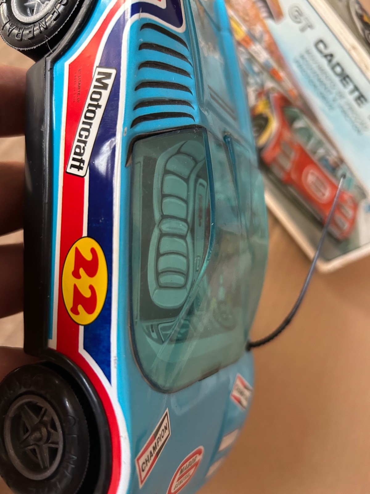 Portuguese vintage toy car 1970s General Mabor Champion and Motorcraft advertisi