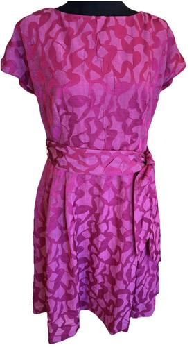 Anne Klein 8 Medium Pink Spring Easter Romantic Feminine Belt Flare Tea Dress EC