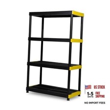 4-Tier Heavy Duty Plastic Storage Shelving Unit, Garage Basement 4 Tier
