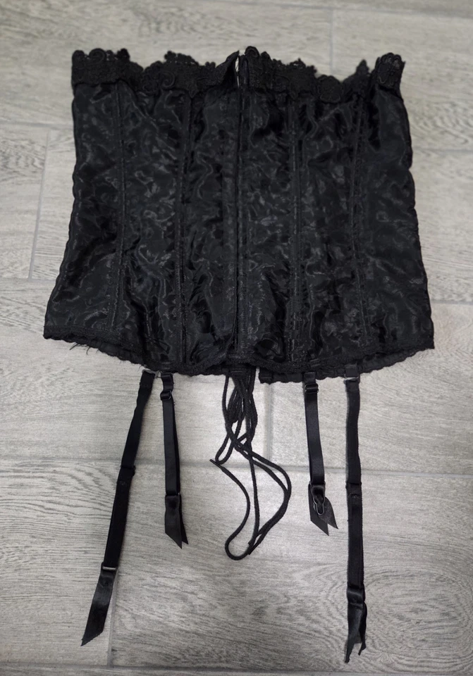 VTG Fredericks of Hollywood Dream Corset Vintage Size 38 Black Lace - Image 2 of 4