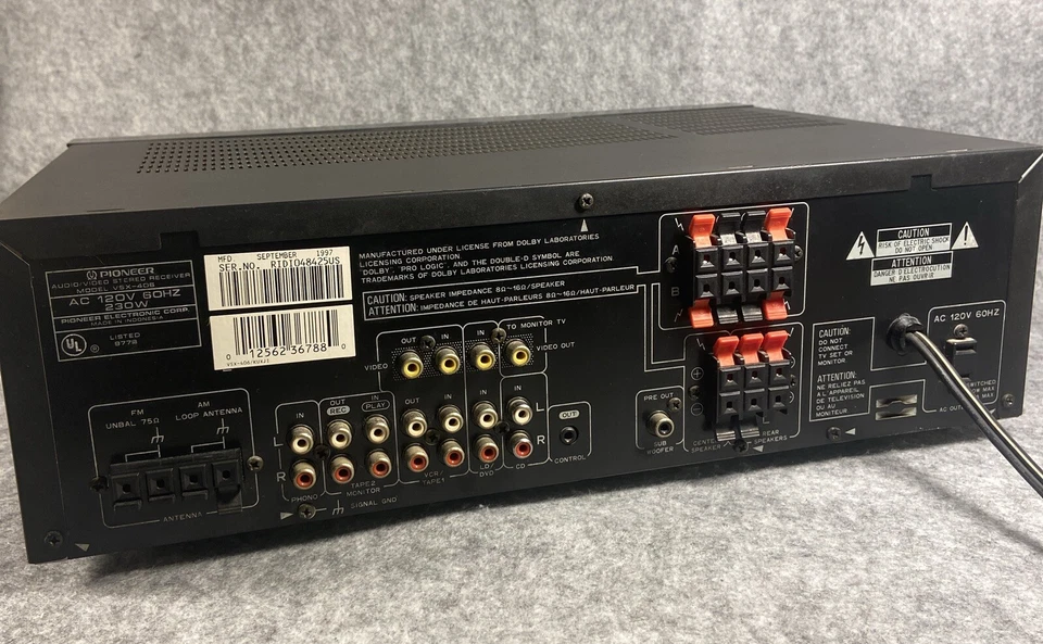PIONEER VSX-406 Dolby Home A/V AM/FM Surround Sound Stereo Receiver (no remote) - Image 3 of 4