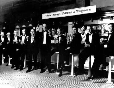 Chicago Walgreen's Soda Fountain 1920'S 8x10 Black & White Photograph