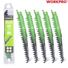 WORKPRO Reciprocating Saw Blades Set 5Pcs,152mm 5TPI Saw Blades Set With Box