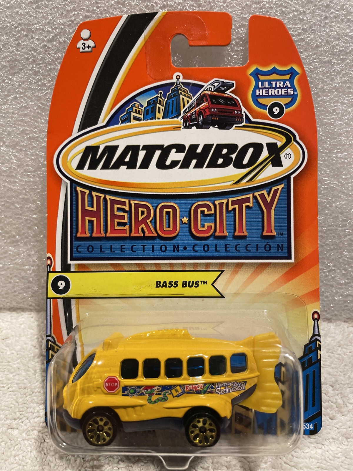 Vintage Matchbox Hero City Bass Bus School Fish Rare BLISTERPACK CARDED