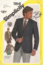 MENS BLAZER OR SUIT JACKET - Simplicity 5868,...