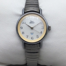 Timex Easy Reader Watch Women Indiglo 23mm Silver Tone Stretch New Battery 1998