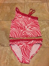The Childrens Place Adorable Pink Zebra Tankini Swimsuit Two Piece Set 14