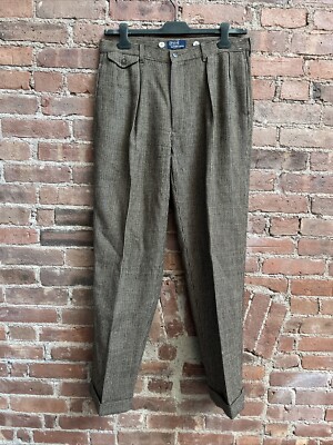Vintage Polo Ralph Lauren Men's Tweed Pants, Sz 34, 100% Wool USA