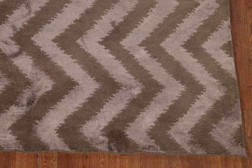 Authentic Hand-Knotted Nepalese Indian Chevron Rug 6x9 ft Carpet - Picture 7 of 19