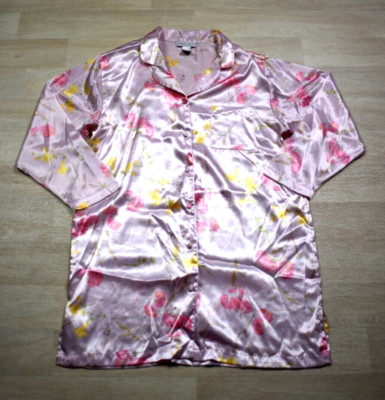 Y2K Morgan Taylor Intimates Satin Night Shirt Nightie VTG 2000s Floral Pink MED