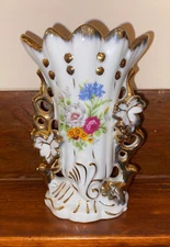 Vintage Old Paris French Style Porcelain vase, floral design 5 in tall